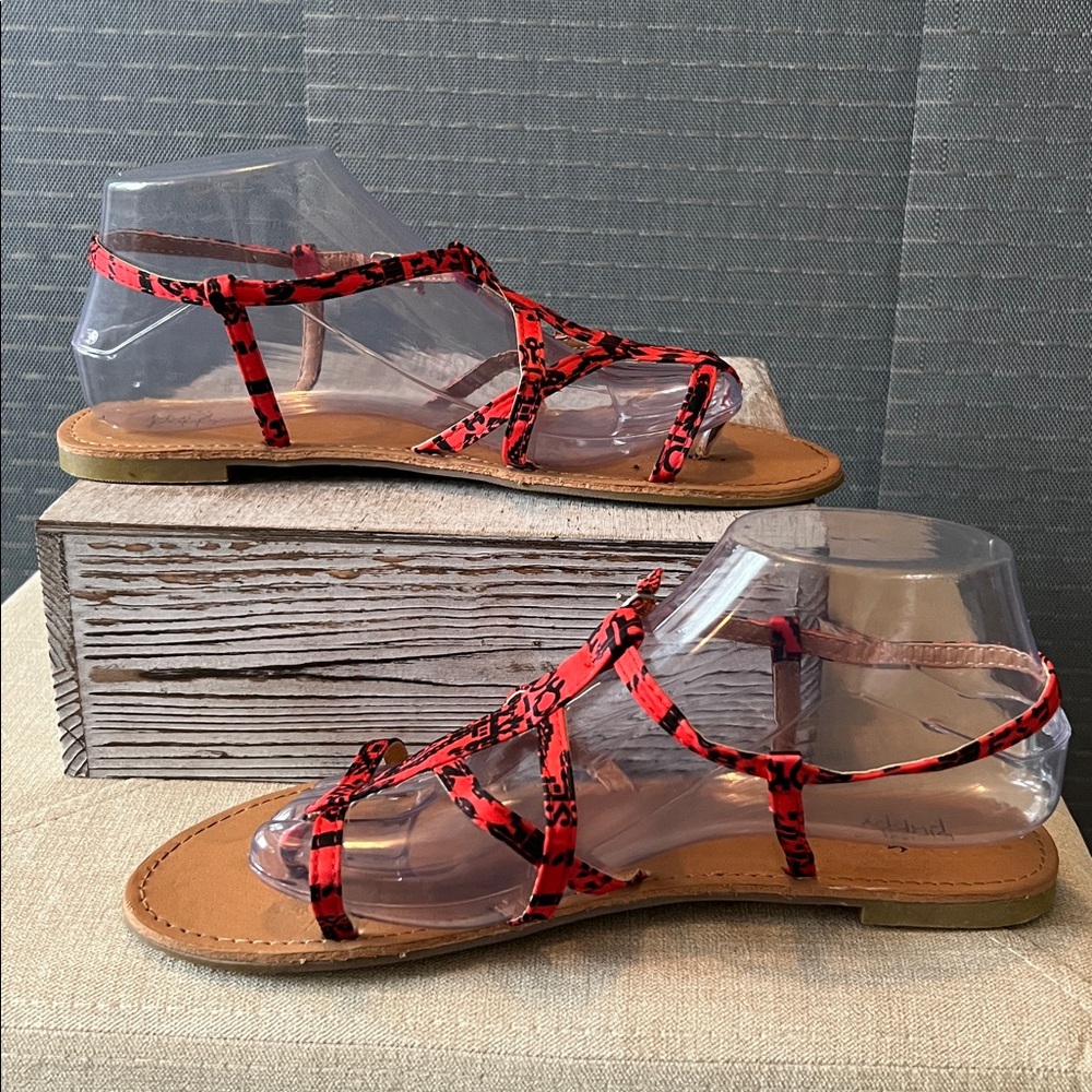 Black Poppy Red And Black Sandals